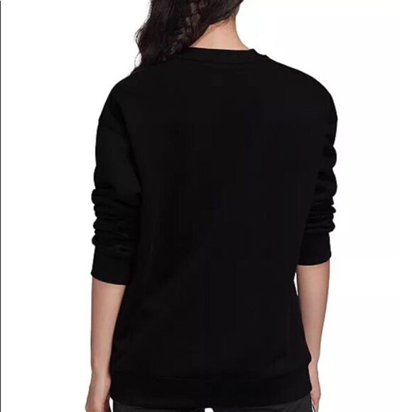 Adidas Trefoil Logo Cotton Sweatshirt Black/White - Picture 2 of 12